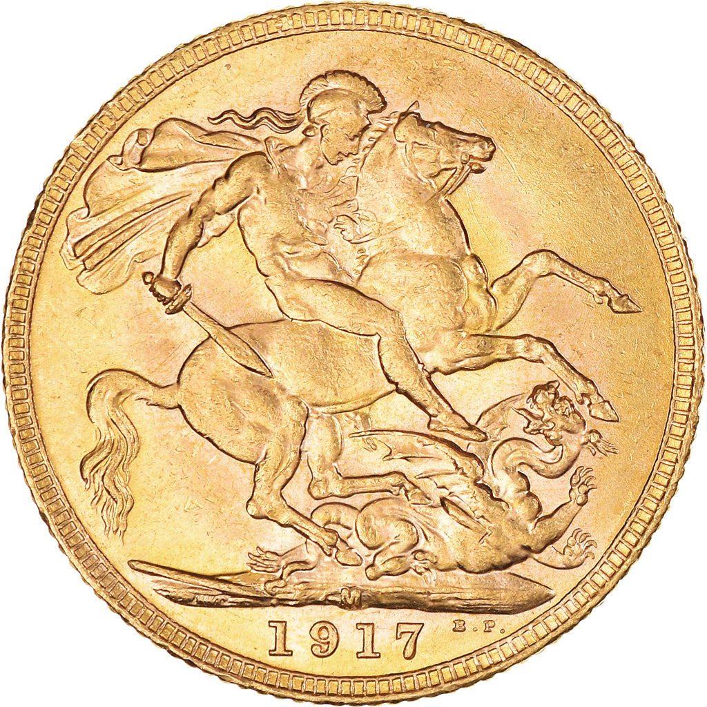 Coin, Australia, George V, Sovereign, 1917, Melbourne, AU(50-53), Gold, KM:29