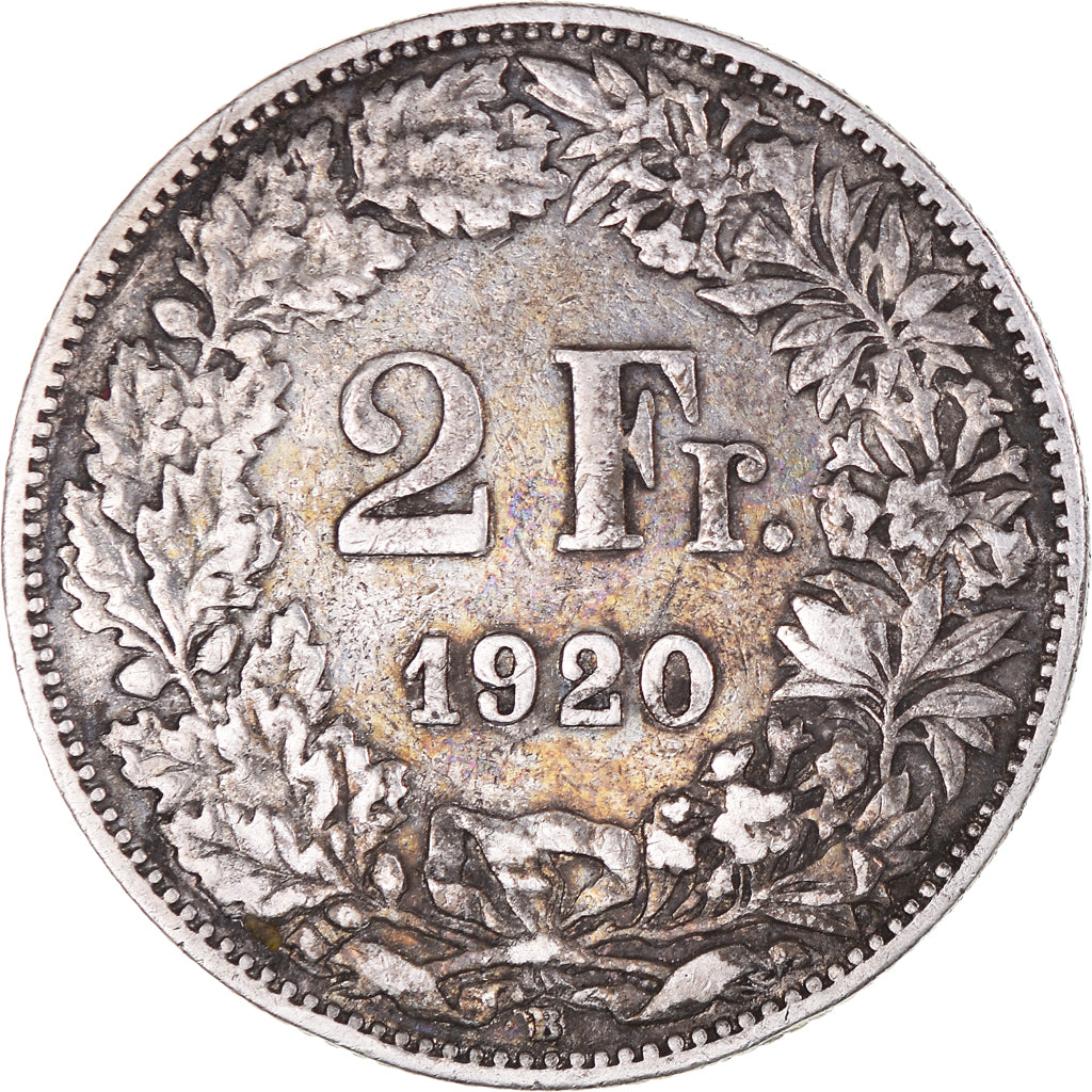 Munten, Zwitserland, 2 Francs, 1920, Bern, FR+, Zilver, KM:21