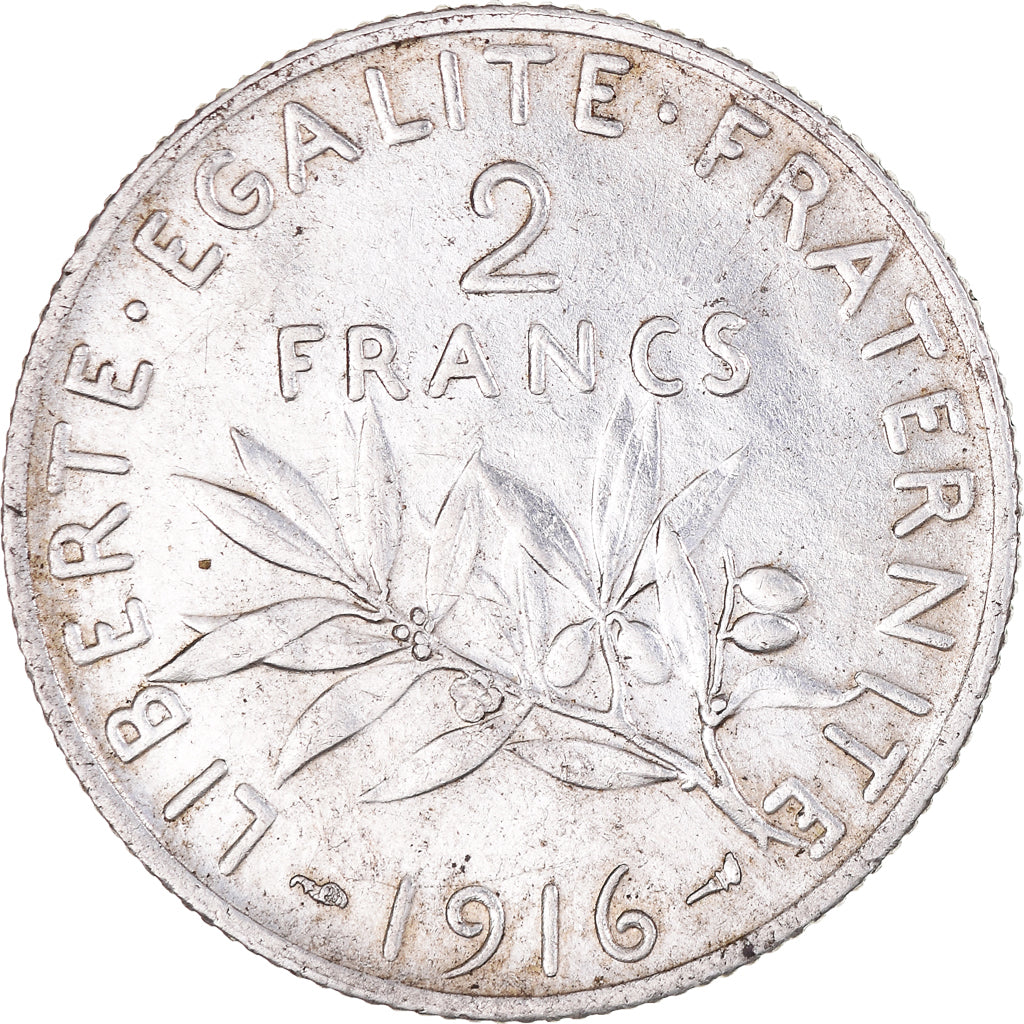 Münze, Frankreich, Semeuse, 2 Francs, 1916, Paris, VZ+, Silber, KM:845.1