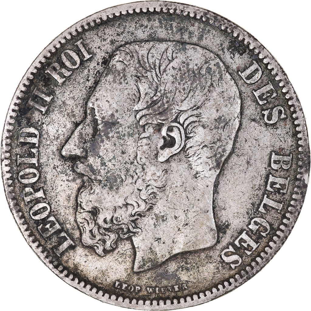 Coin, Belgium, Leopold II, 5 Francs, 5 Frank, 1869, EF(40-45), Silver, KM:24
