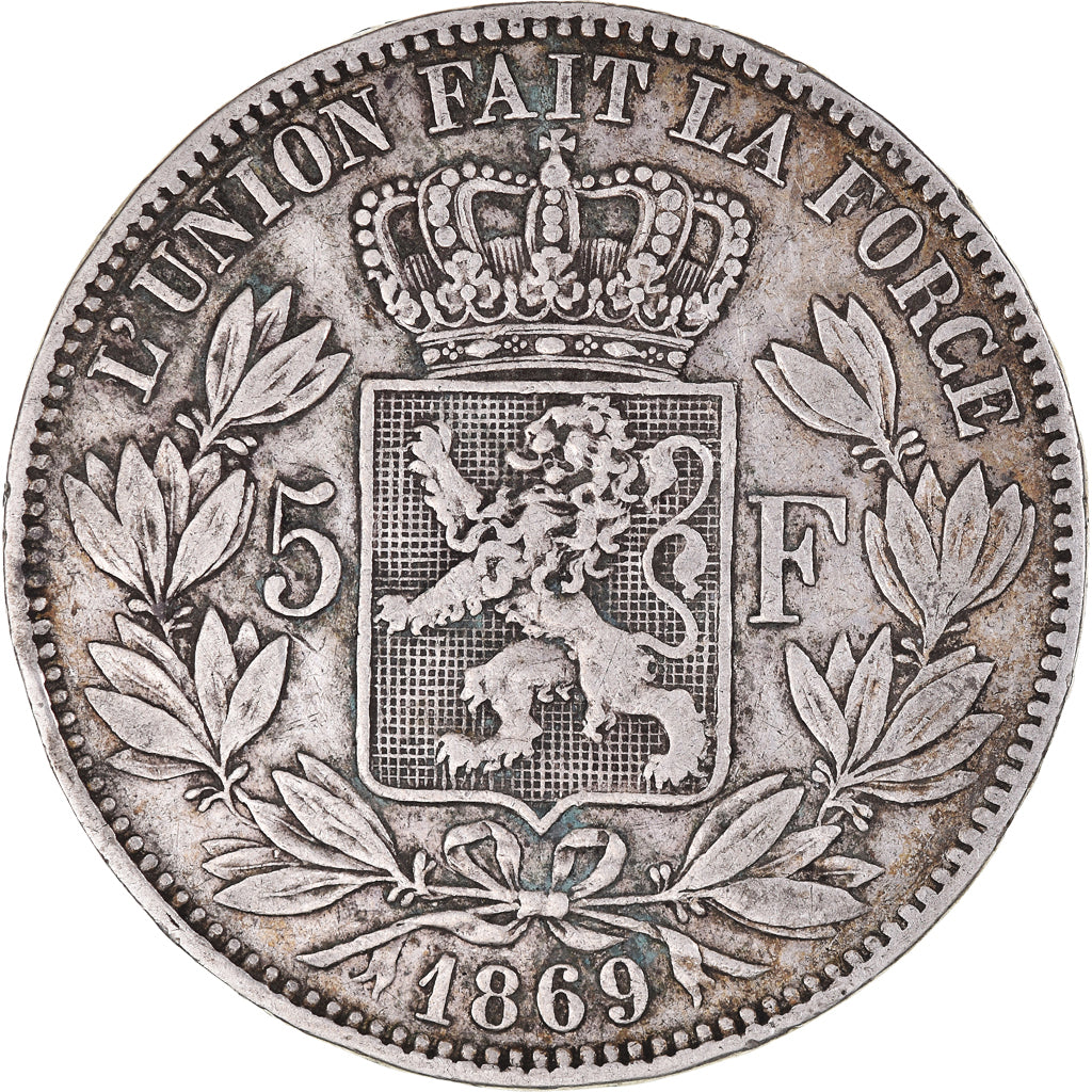 Coin, Belgium, Leopold II, 5 Francs, 5 Frank, 1869, EF(40-45), Silver, KM:24