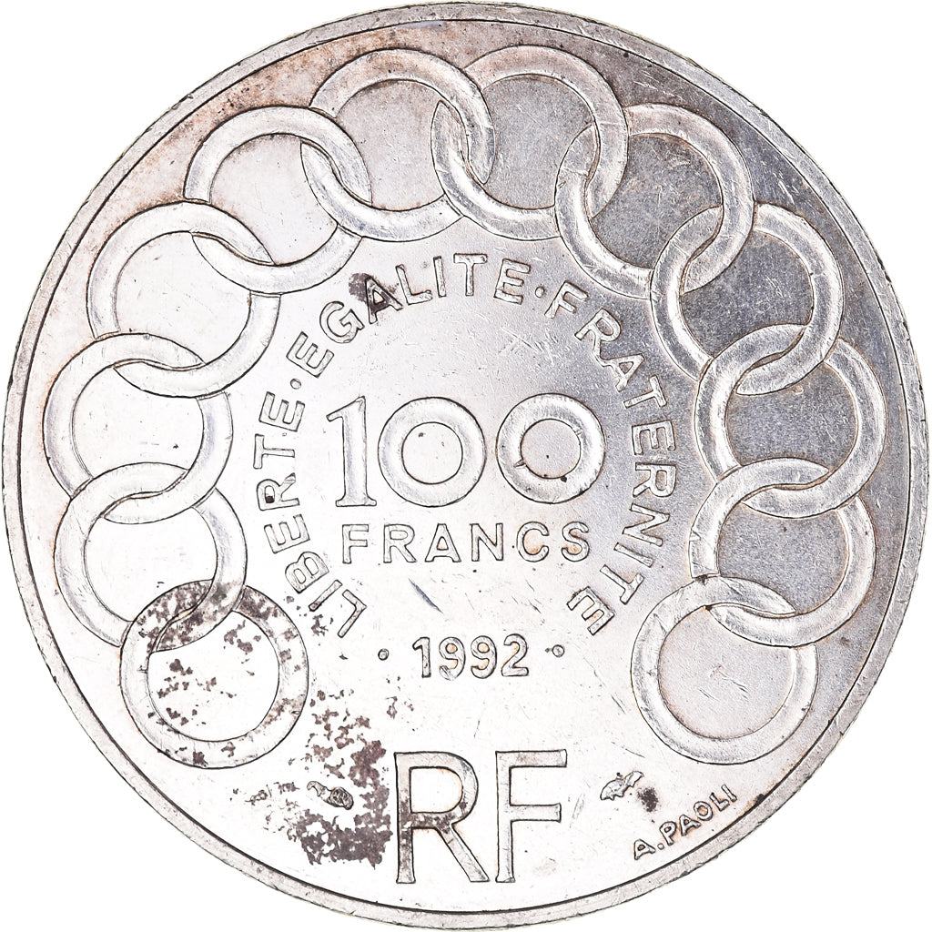 Coin, France, Jean Monnet, 100 Francs, 1992, Paris, EF(40-45), Silver, KM:1120