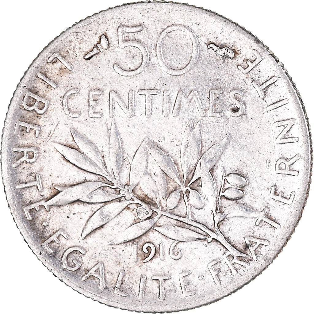 Coin, France, Semeuse, 50 Centimes, 1916, Paris, MS(63), Silver, KM:854
