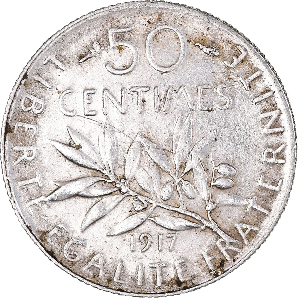 Monnaie, France, Semeuse, 50 Centimes, 1917, Paris, SUP+, Argent, Gadoury:420