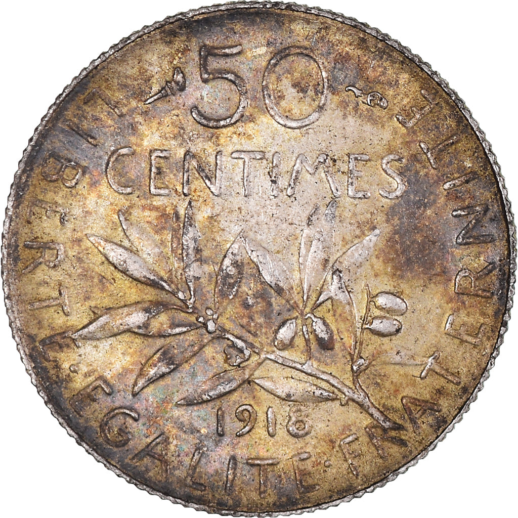 Coin, France, Semeuse, 50 Centimes, 1918, Paris, MS(60-62), Silver, KM:854