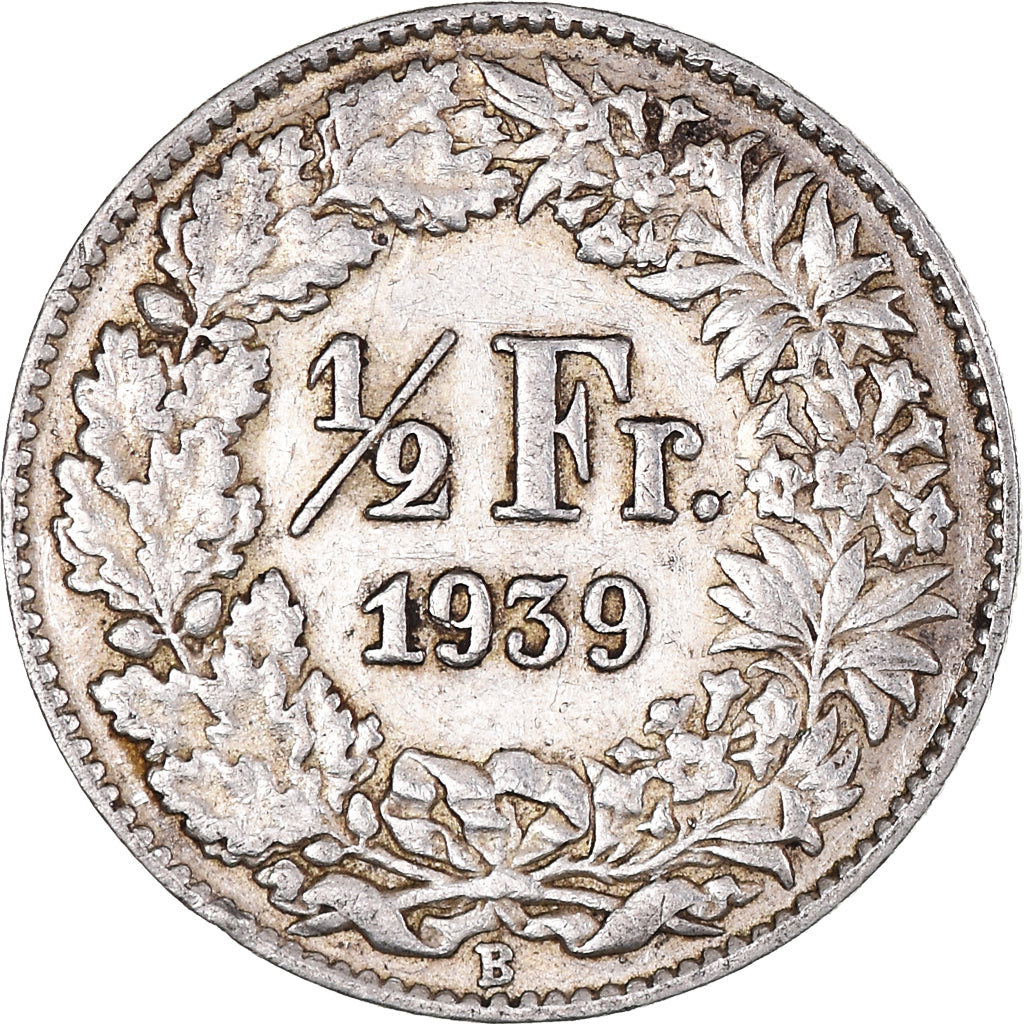 Coin, Switzerland, 1/2 Franc, 1939, Bern, AU(55-58), Silver, KM:23