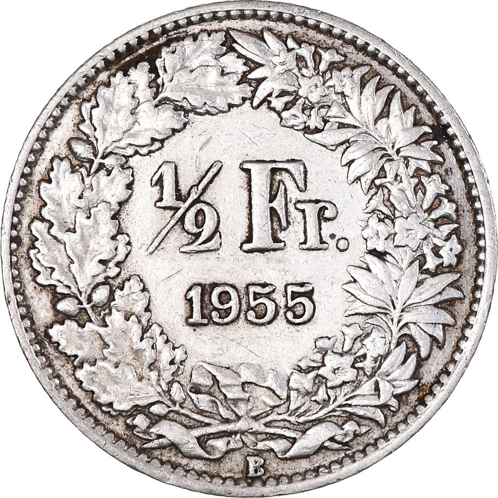 Munten, Zwitserland, 1/2 Franc, 1955, Bern, PR, Zilver, KM:23