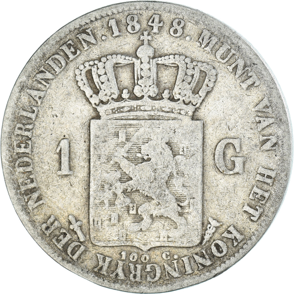 Moneta, Paesi Bassi, William II, Gulden, 1848, Utrecht, MB+, Argento, KM:66