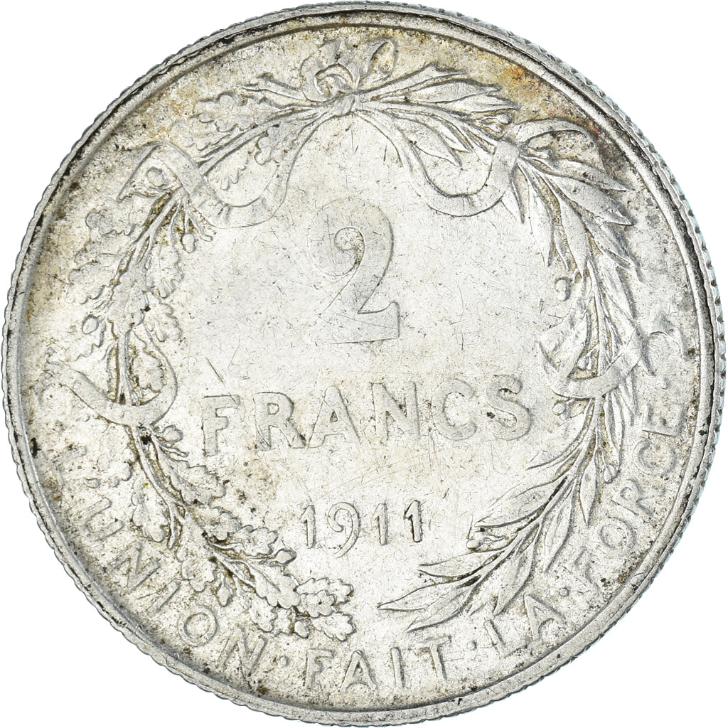 Moneta, Belgio, 2 Francs, 2 Frank, 1911, MB+, Argento, KM:74