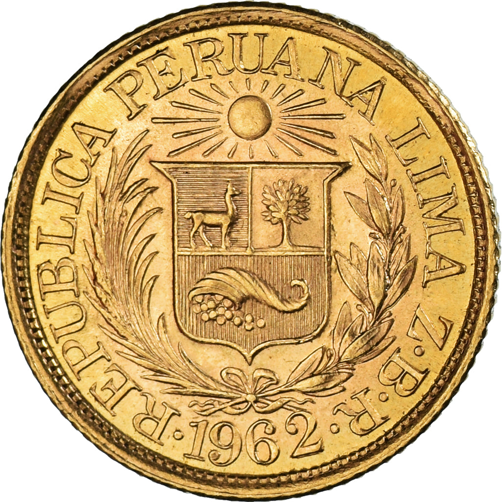 Moneda, Perú, 1/2 Libra, Pound, 1962, Lima, Lima, SC, Oro, KM:209