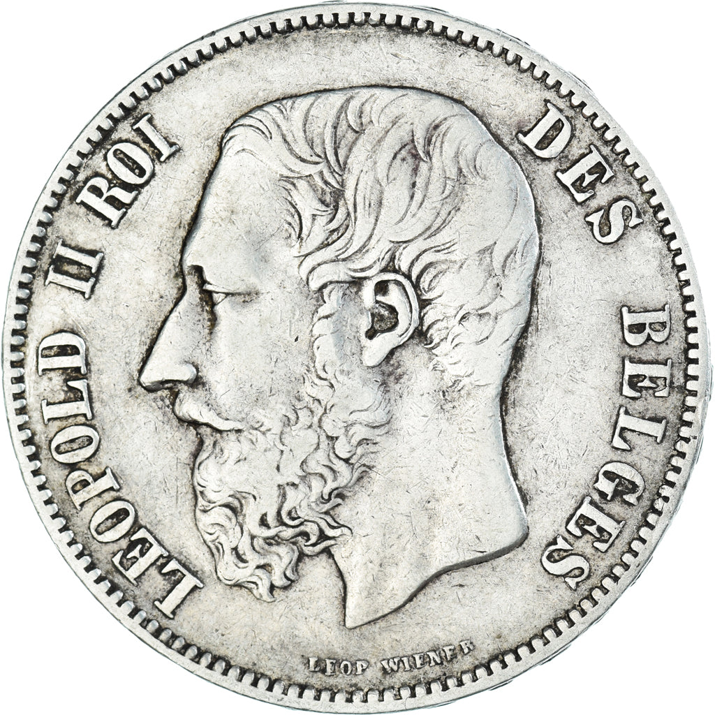Moneta, Belgio, Leopold II, 5 Francs, 5 Frank, 1875, MB+, Argento, KM:24