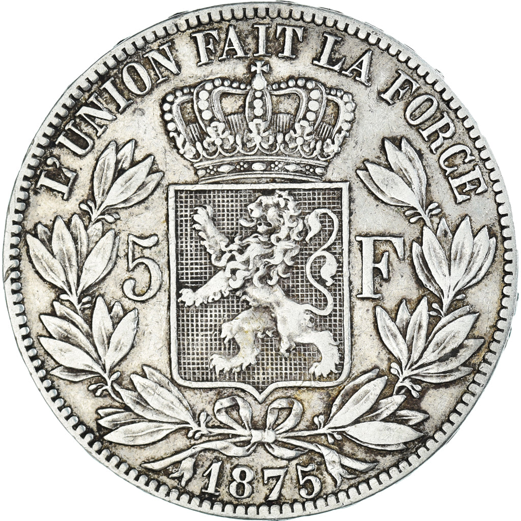 Moneta, Belgio, Leopold II, 5 Francs, 5 Frank, 1875, MB+, Argento, KM:24