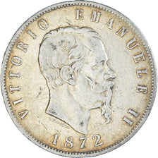 Moeda, Itália, Vittorio Emanuele II, 5 Lire, 1872, Milan, VF(30-35), Prata