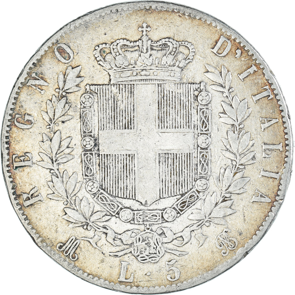 Moeda, Itália, Vittorio Emanuele II, 5 Lire, 1872, Milan, VF(30-35), Prata