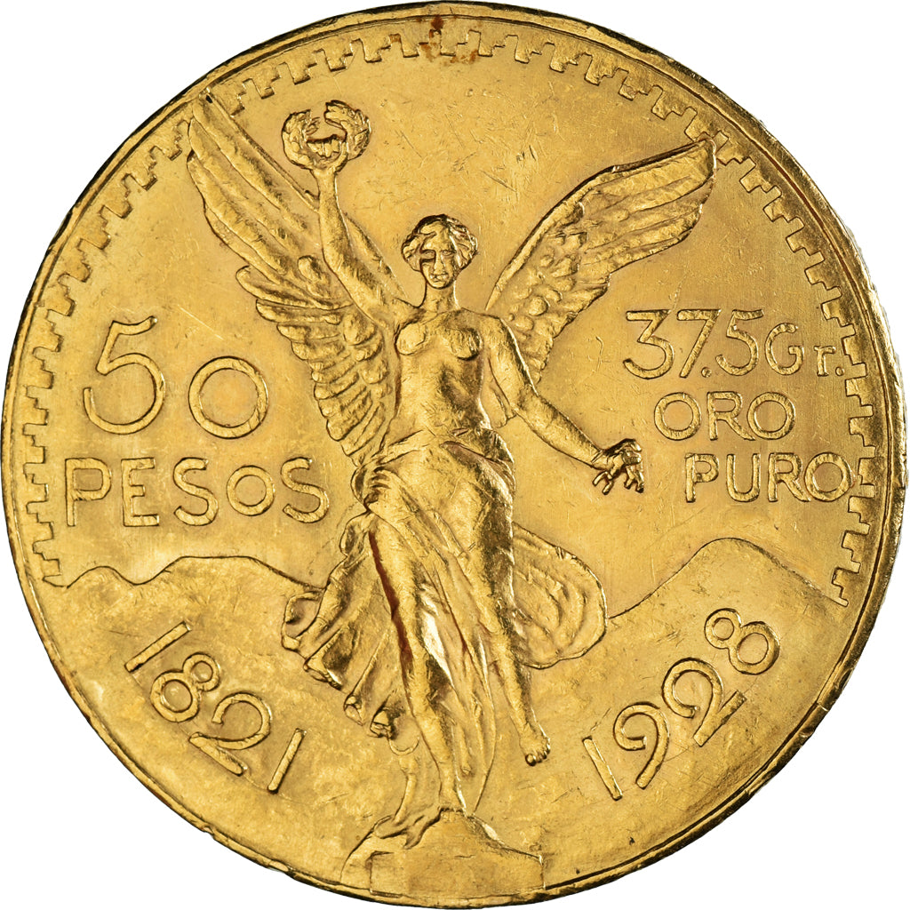 Moneda, México, 50 Pesos, 1928, Mexico City, EBC, Oro, KM:481