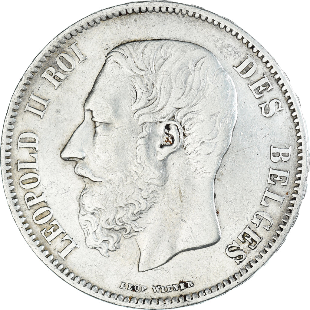 Munten, België, Leopold II, 5 Francs, 5 Frank, 1869, Brussels, ZF+, Zilver