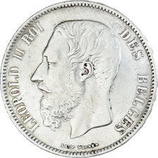 Munten, België, Leopold II, 5 Francs, 5 Frank, 1869, Brussels, ZF+, Zilver