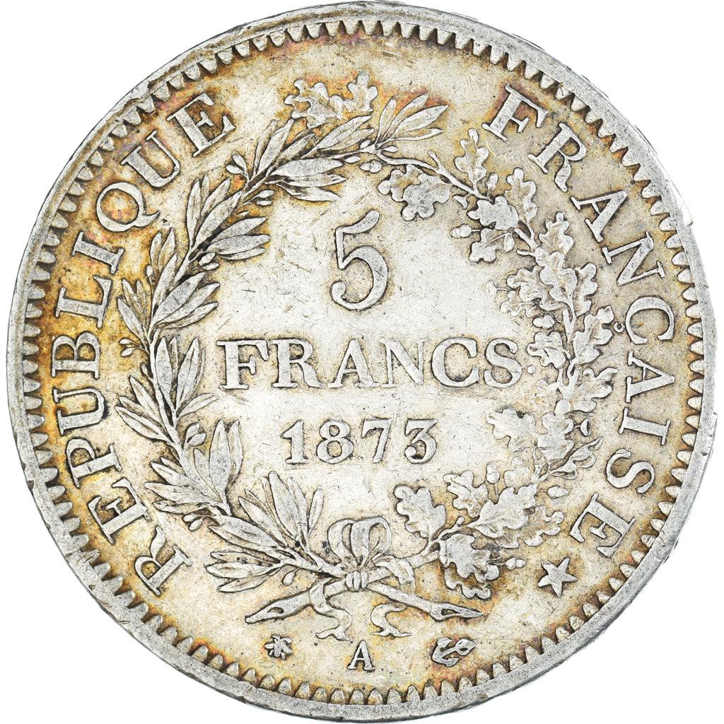 Moeda, França, Hercule, 5 Francs, 1873, Paris, EF(40-45), Prata, KM:820.1