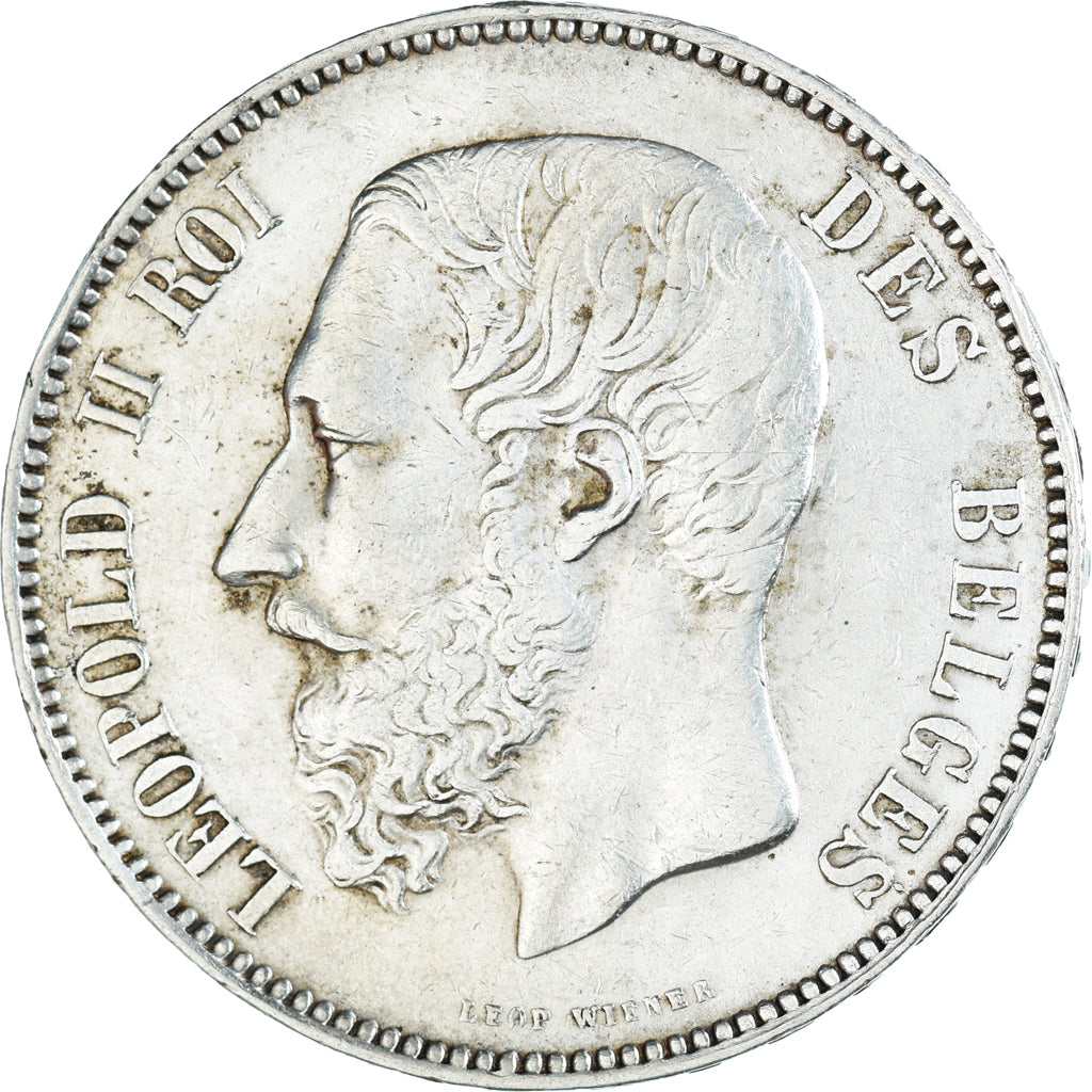 Munten, België, Leopold II, 5 Francs, 5 Frank, 1874, PR, Zilver, KM:24