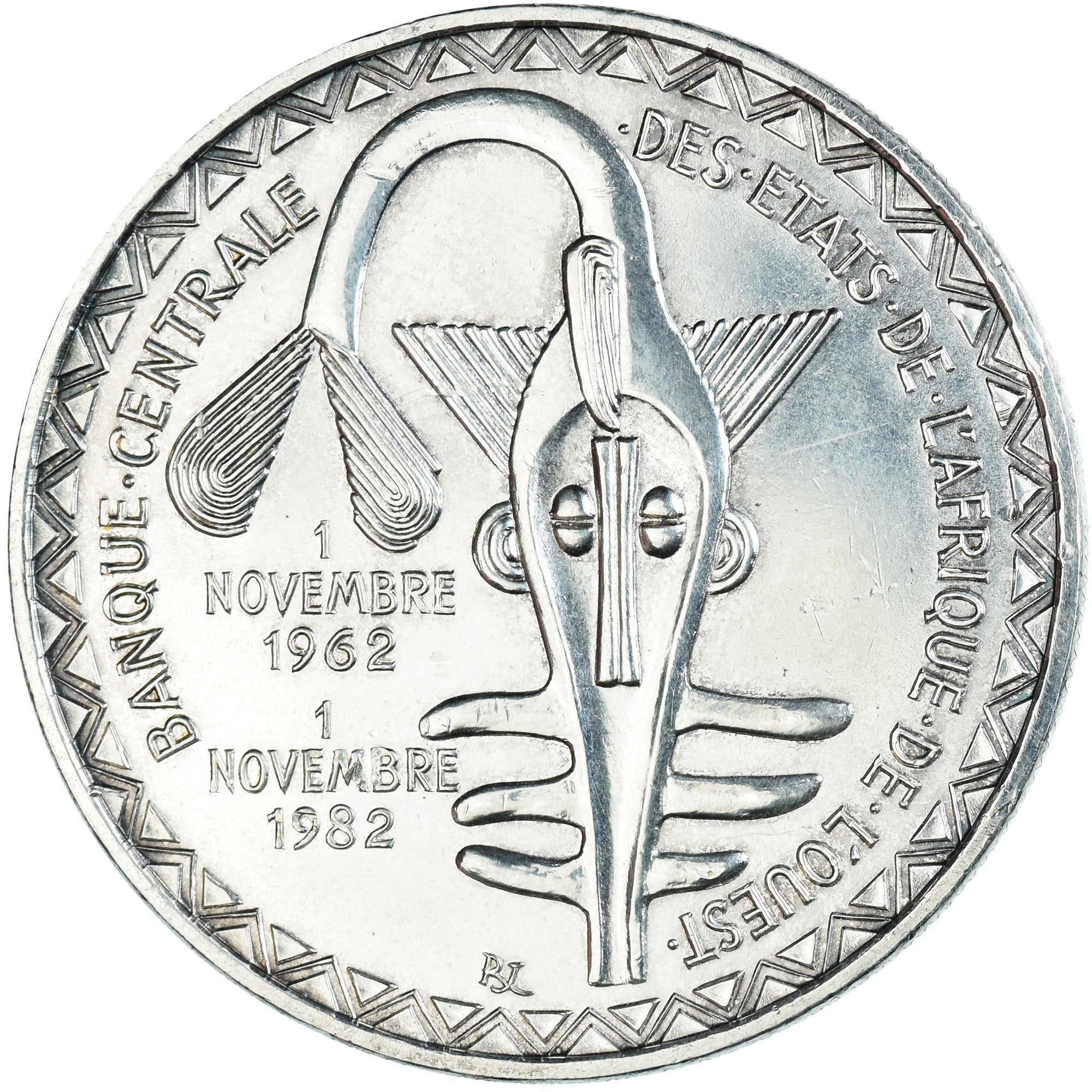 Münze, West African States, 5000 Francs, 1982, VZ, Silber, KM:11
