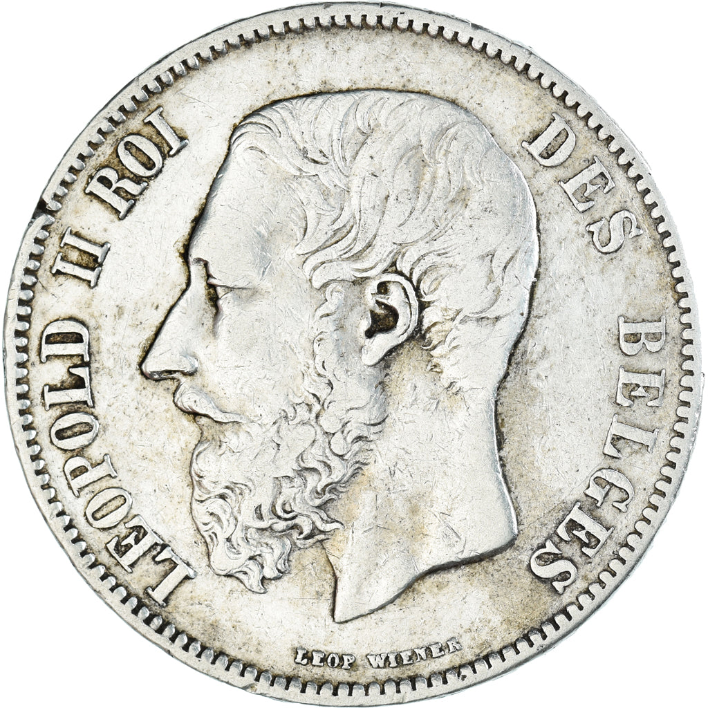 Moeda, Bélgica, Leopold II, 5 Francs, 5 Frank, 1871, EF(40-45), Prata, KM:24