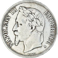 Münze, Frankreich, Napoleon III, 5 Francs, 1867, Paris, S+, Silber, KM:799.1