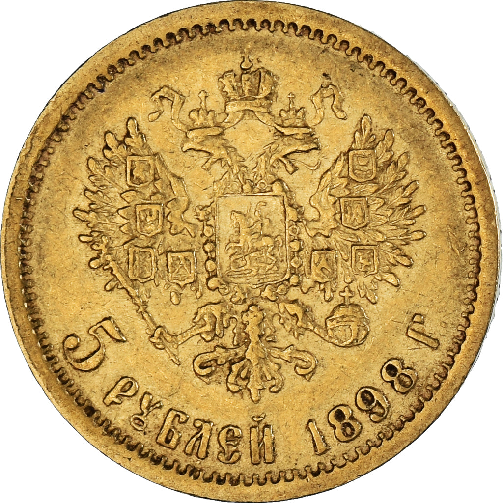 Münze, Russland, Nicholas II, 5 Roubles, 1898, St. Petersburg, SS, Gold, KM:62