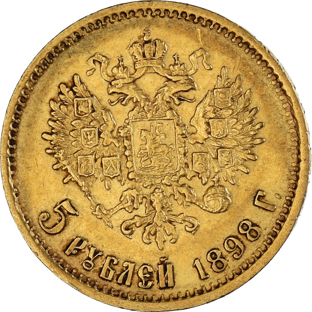 Moneta, Russia, Nicholas II, 5 Roubles, 1898, St. Petersburg, BB, Oro, KM:62