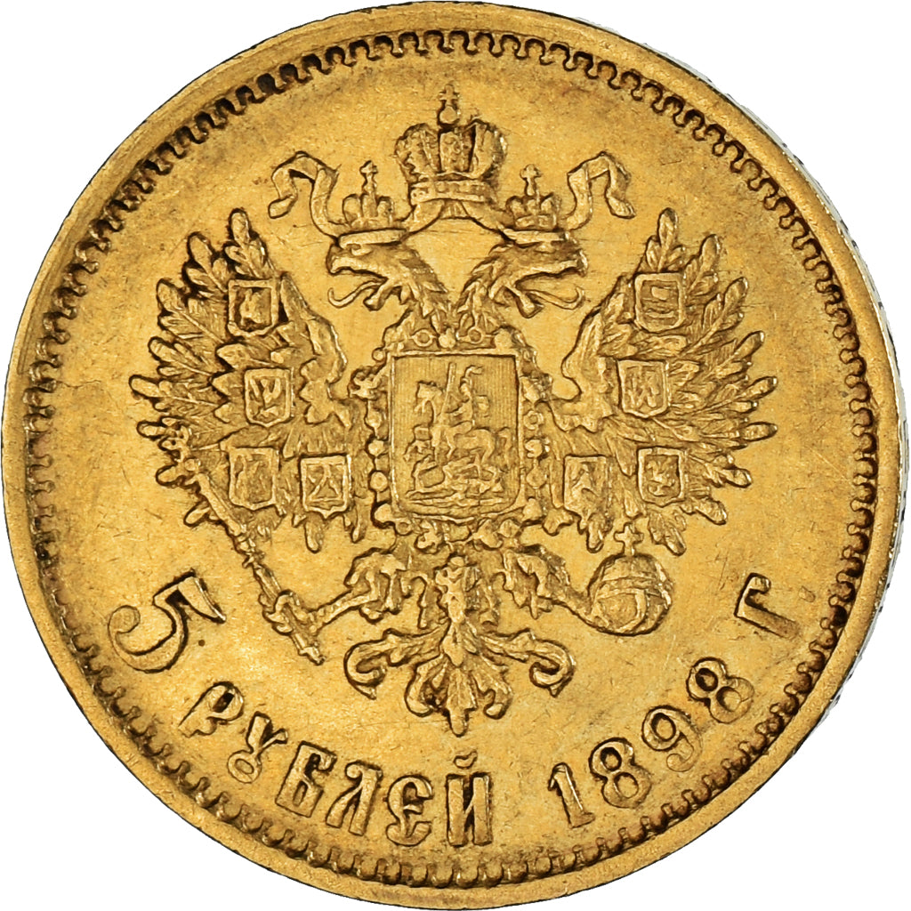 Münze, Russland, Nicholas II, 5 Roubles, 1898, St. Petersburg, SS+, Gold, KM:62