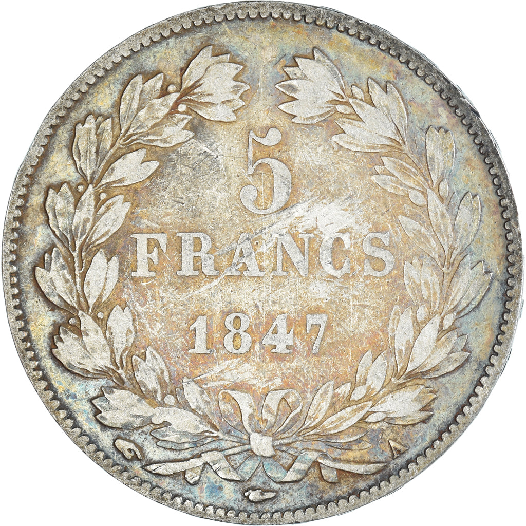 Coin, France, Louis-Philippe, 5 Francs, 1847, Paris, AU(50-53), Silver