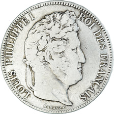 Moeda, França, Louis-Philippe, 5 Francs, 1842, Rouen, VF(20-25), Prata