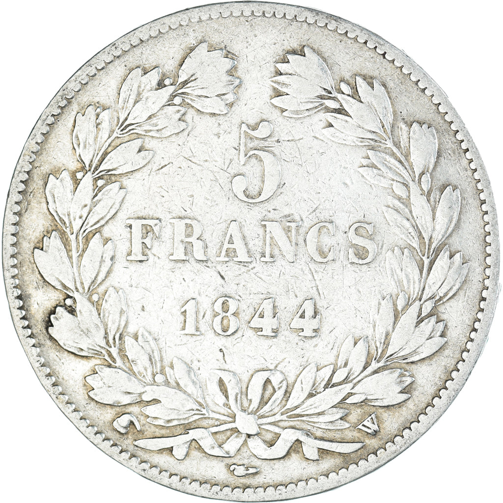 Moneta, Francia, Louis-Philippe, 5 Francs, 1844, Lille, MB+, Argento, KM:749.13