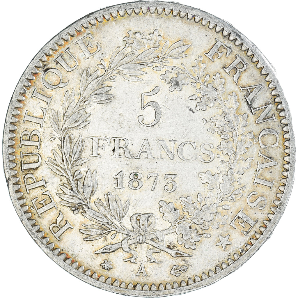 Moneta, Francja, Hercule, 5 Francs, 1873, Paris, AU(55-58), Srebro, KM:820.1