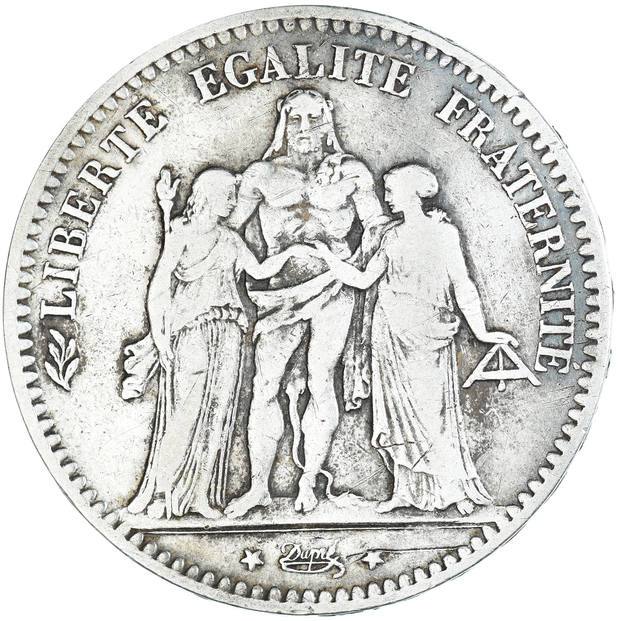 Moeda, França, Hercule, 5 Francs, 1877, Paris, VF(20-25), Prata, KM:820.1