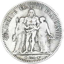 Moeda, França, Hercule, 5 Francs, 1877, Paris, VF(20-25), Prata, KM:820.1