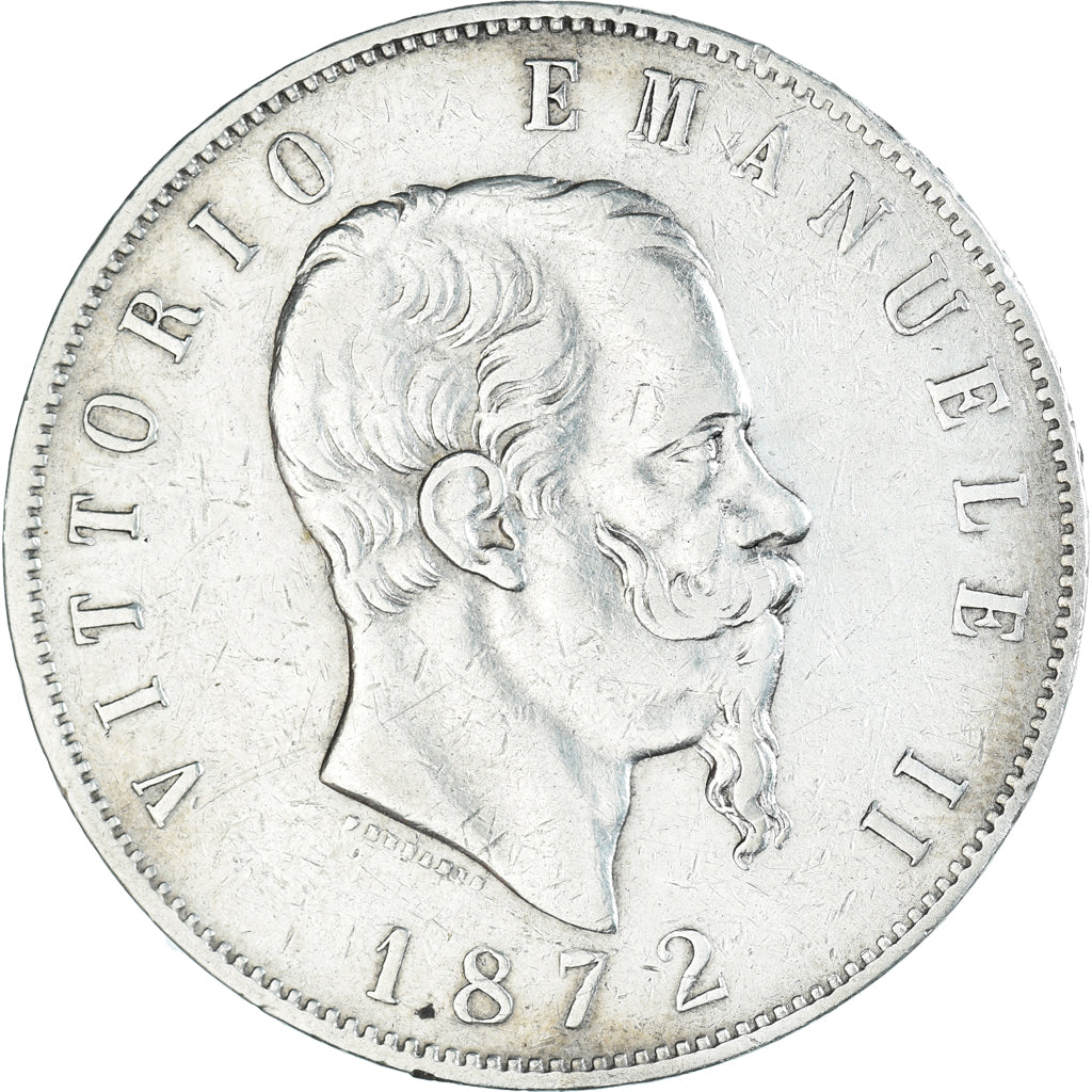 Münze, Italien, Vittorio Emanuele II, 5 Lire, 1872, Milan, SS+, Silber, KM:8.3