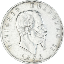 Münze, Italien, Vittorio Emanuele II, 5 Lire, 1872, Milan, SS+, Silber, KM:8.3