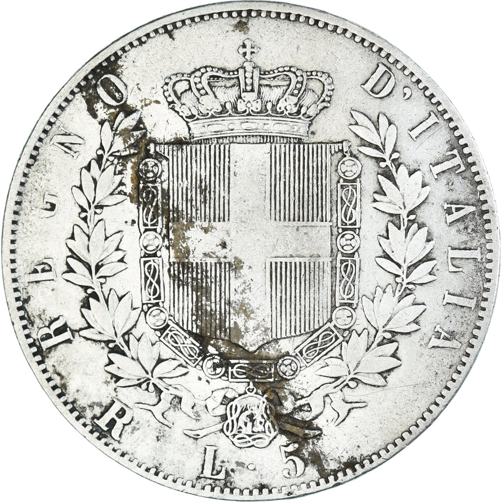 Moeda, Itália, Vittorio Emanuele II, 5 Lire, 1876, Rome, VF(30-35), Prata
