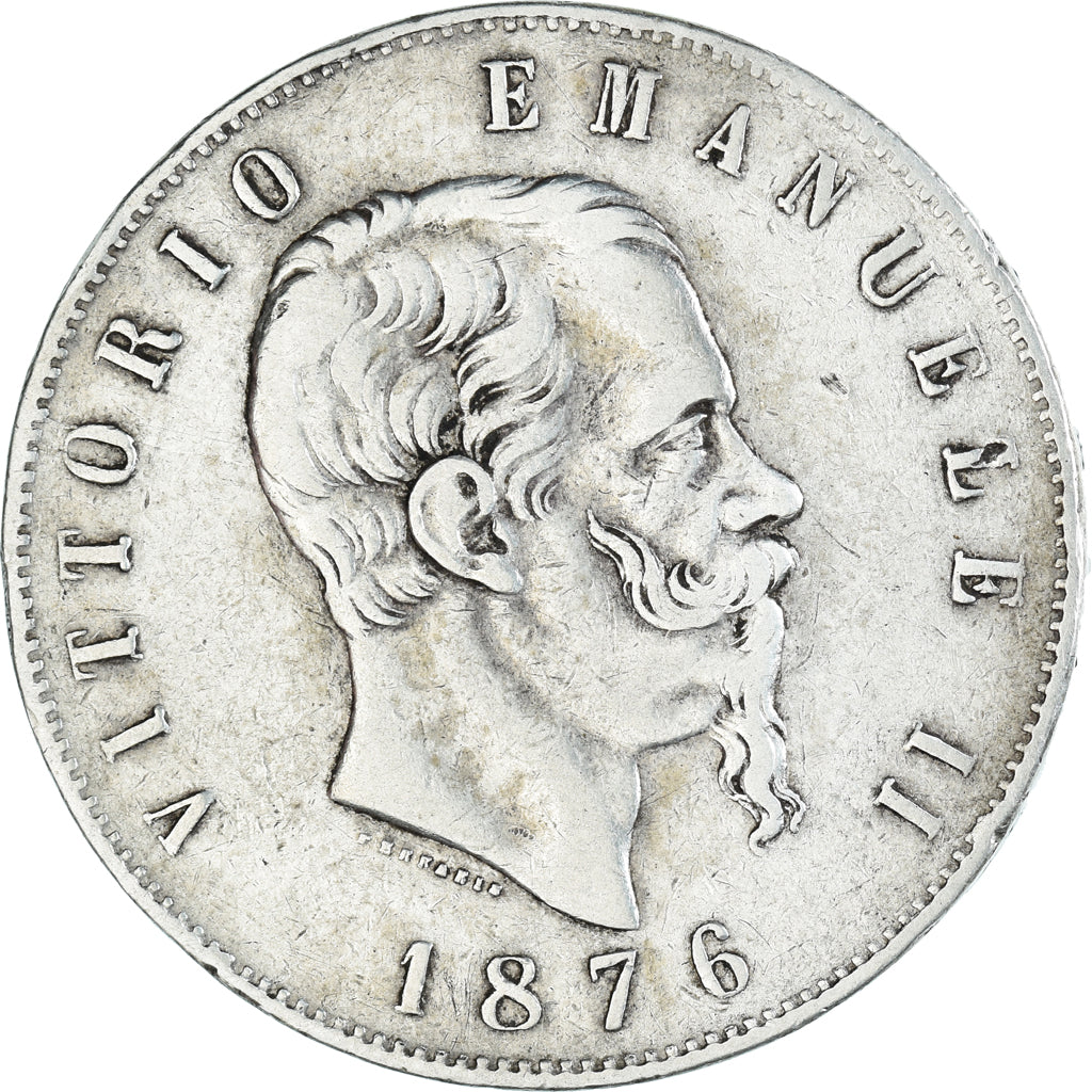 Coin, Italy, Vittorio Emanuele II, 5 Lire, 1876, Rome, AU(50-53), Silver, KM:8.4