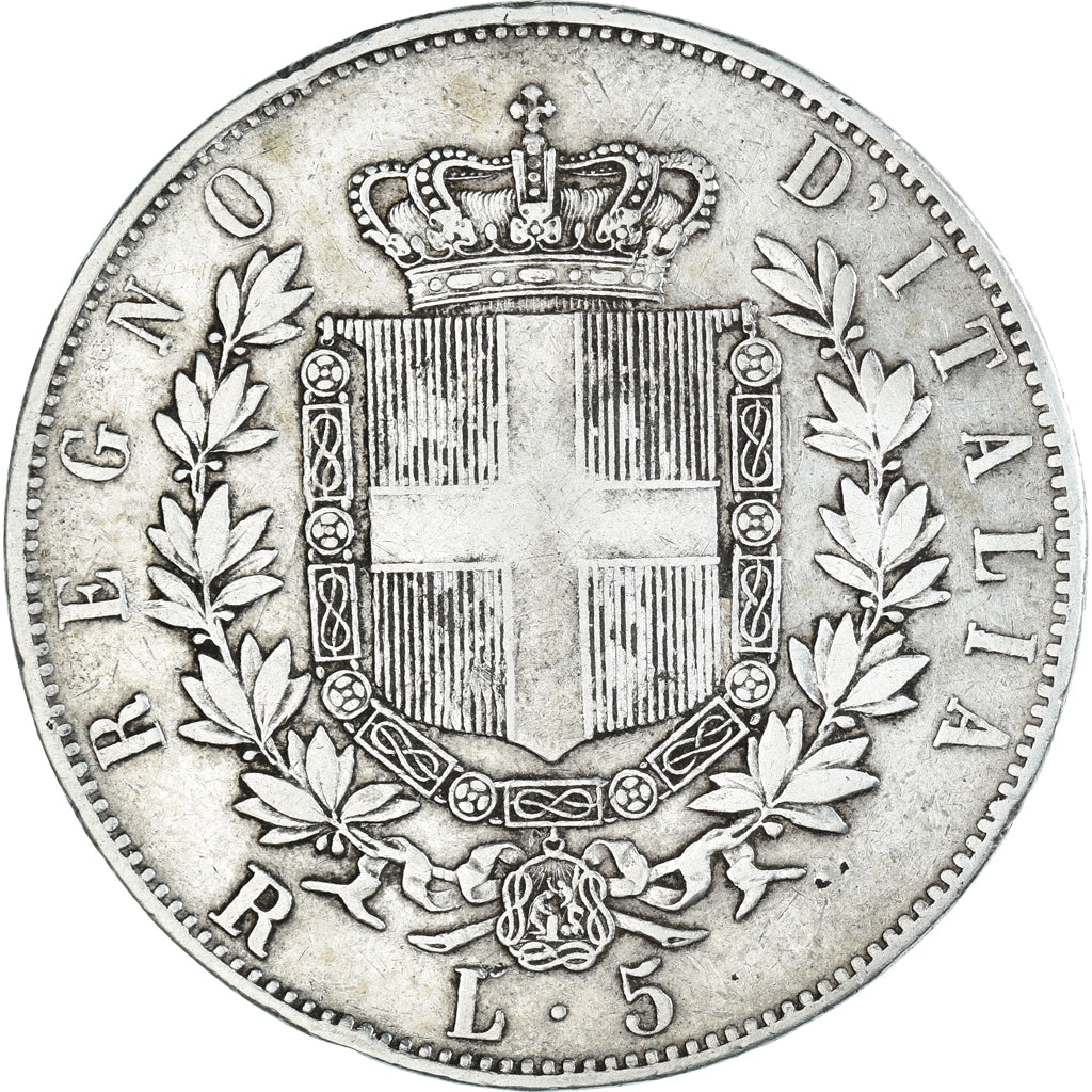Coin, Italy, Vittorio Emanuele II, 5 Lire, 1876, Rome, AU(50-53), Silver, KM:8.4