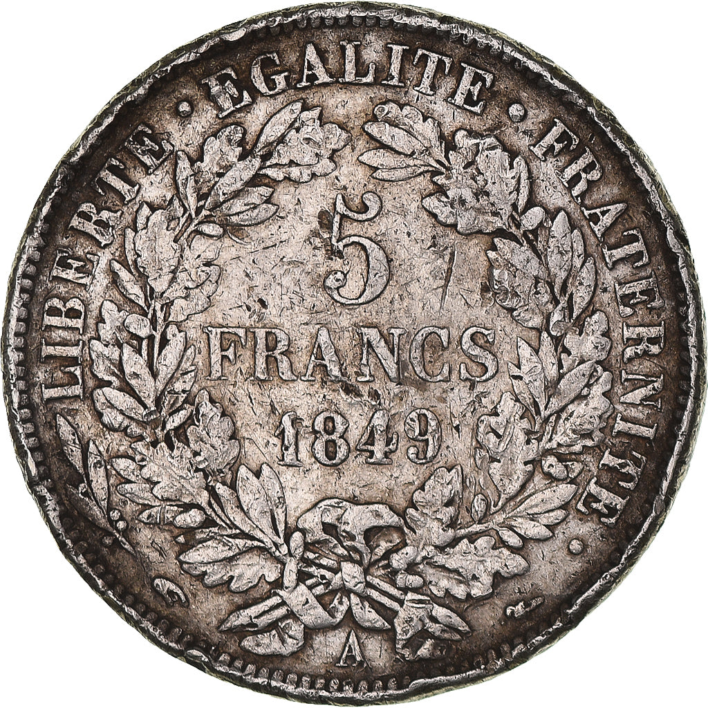 Monnaie, France, Cérès, 5 Francs, 1849, Paris, main-chien, TB+, Argent