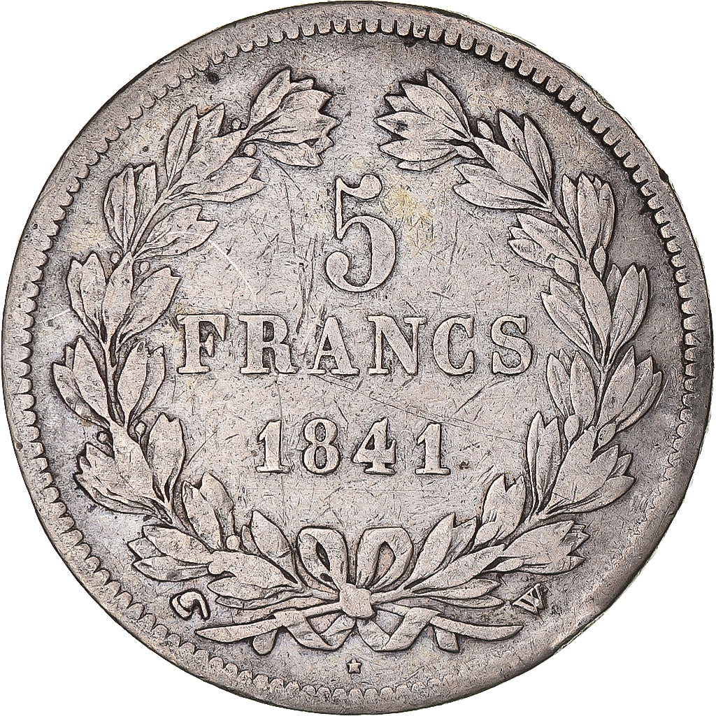 Moneda, Francia, Louis-Philippe, 5 Francs, 1841, Lille, MBC, Plata, KM:749.13