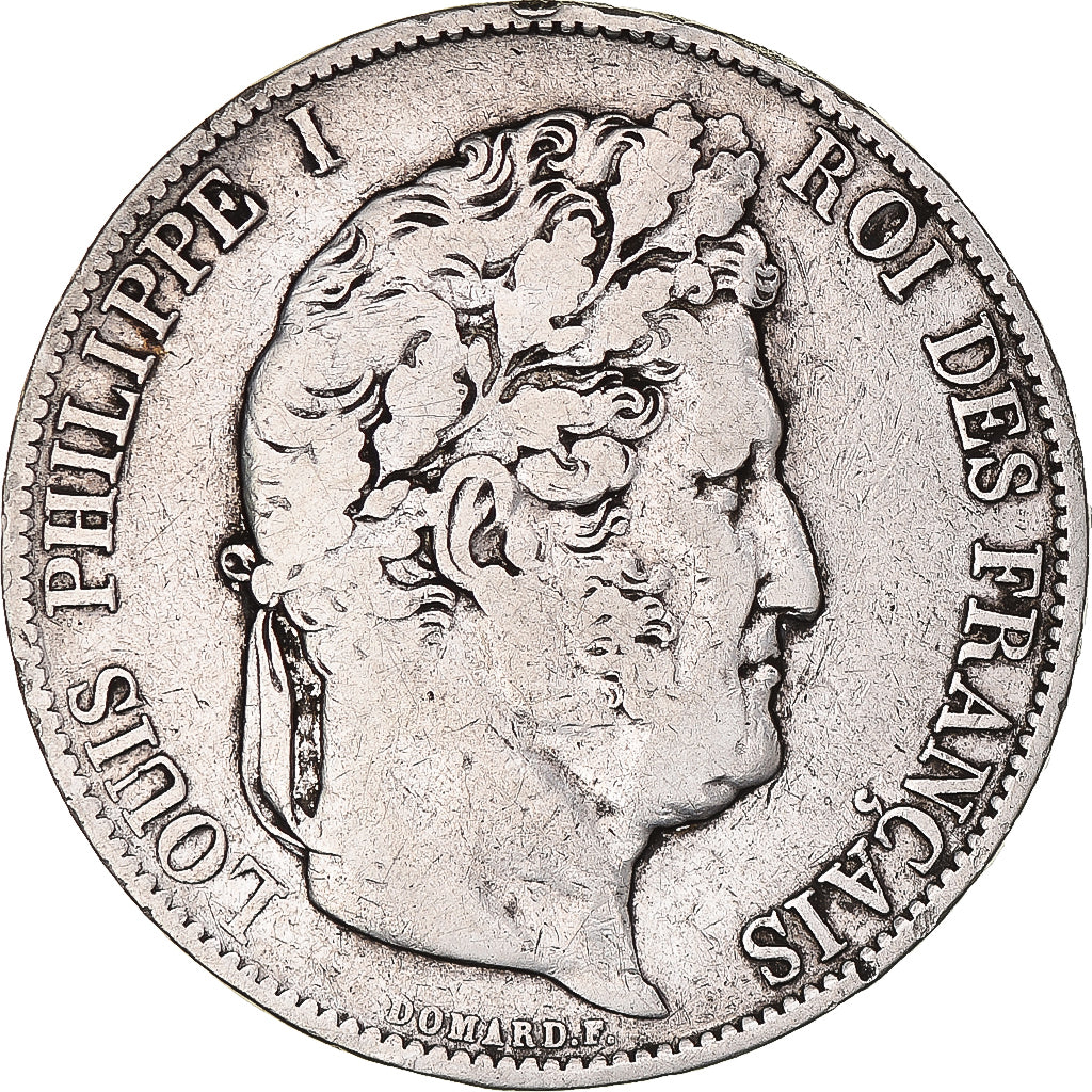 Moeda, França, Louis-Philippe, 5 Francs, 1844, Lille, VF(30-35), Prata