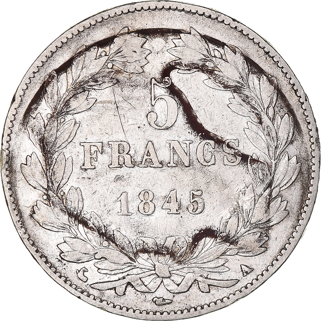 Moneta, Francja, Louis-Philippe, 5 Francs, 1845, Paris, EF(40-45), Srebro