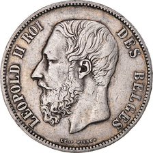 Moeda, Bélgica, Leopold II, 5 Francs, 5 Frank, 1868, AU(50-53), Prata, KM:24