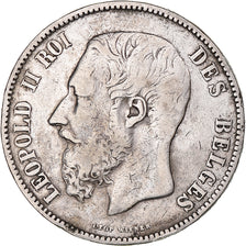 Munten, België, Leopold II, 5 Francs, 5 Frank, 1868, FR+, Zilver, KM:24