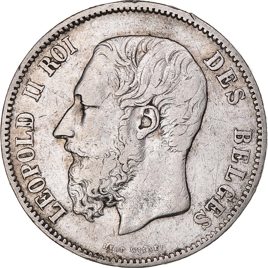 Moneta, Belgia, Leopold II, 5 Francs, 5 Frank, 1869, EF(40-45), Srebro, KM:24