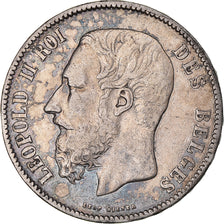 Coin, Belgium, Leopold II, 5 Francs, 5 Frank, 1870, Brussels, VF(30-35), Silver