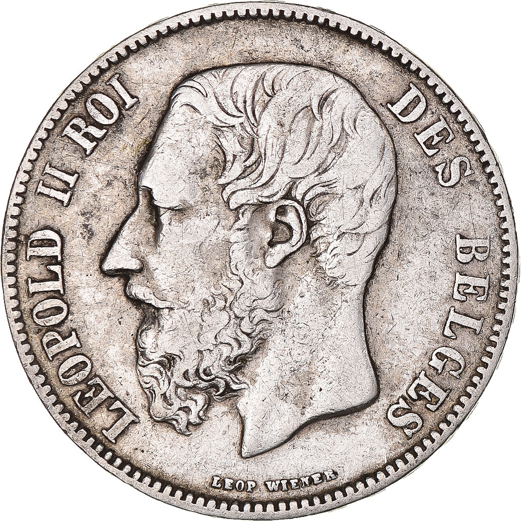 Moneta, Belgia, Leopold II, 5 Francs, 5 Frank, 1870, Brussels, VF(30-35)