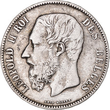 Moeda, Bélgica, Leopold II, 5 Francs, 5 Frank, 1870, Brussels, VF(30-35)